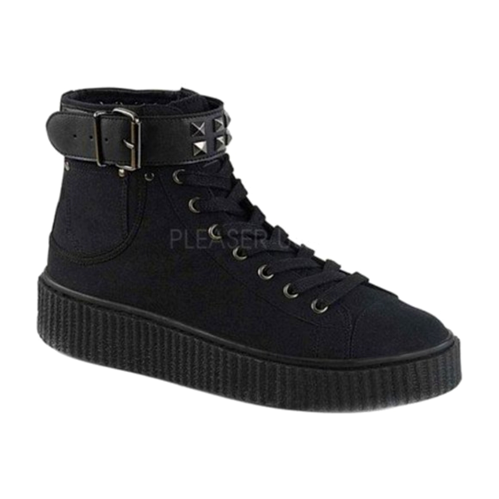 Demonia Unisex SNEAKER-255 High Top Creeper Sneaker Black